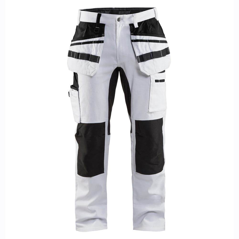 Blaklader 1910 Painter Trouser with Stretch White/Black / 39" Waist, Short Leg