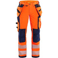 Blaklader 7197 Womens Hi-Vis 4-Way Stretch Holster Pocket Work Trouser Orange/Navy Blue / UK 14, Regular Leg