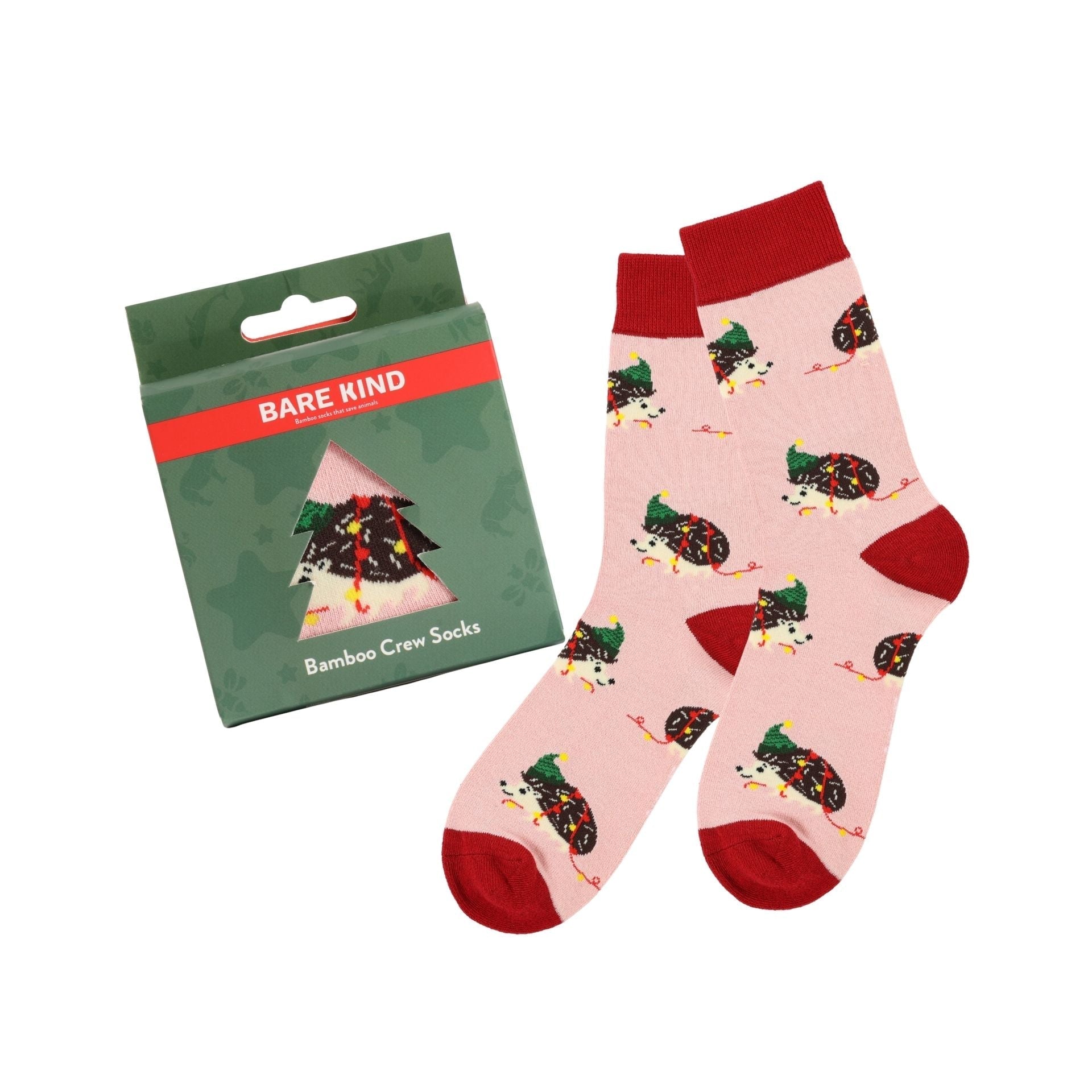 Bare Kind Christmas Bauble Hedgehog Bamboo Socks