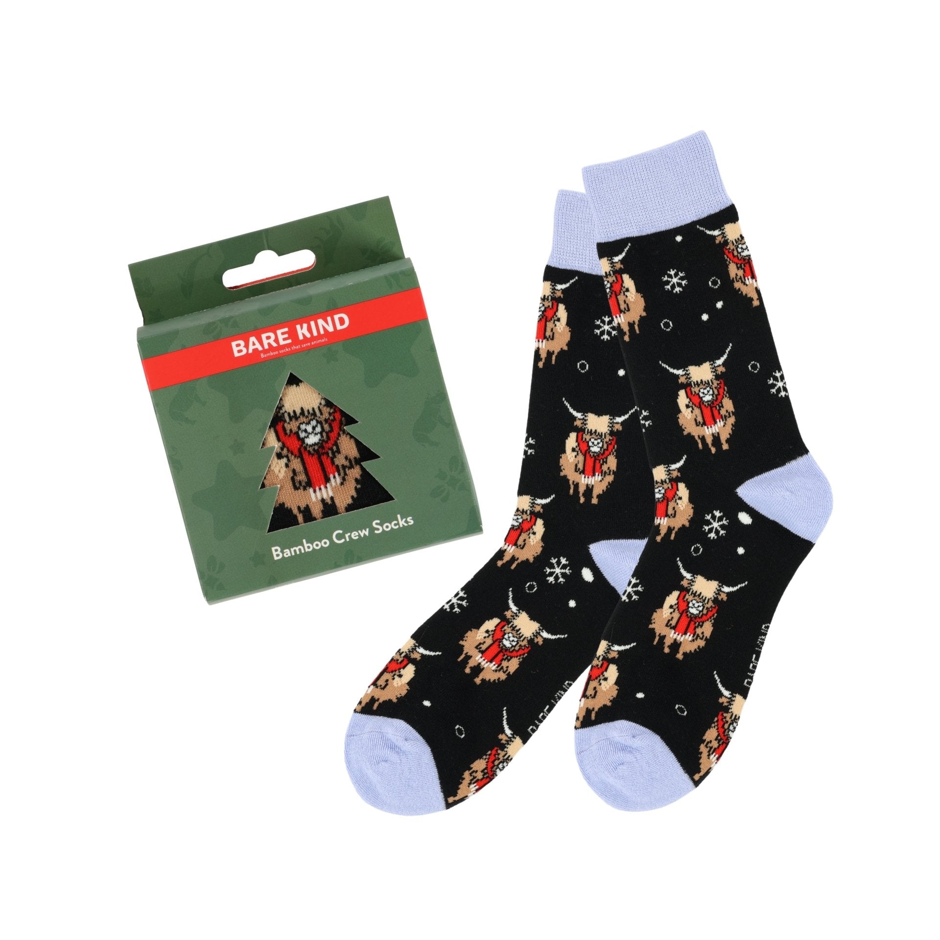 Bare Kind Christmas Bauble Highland Cow Bamboo Socks