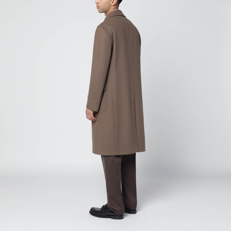 Taupe double-breasted wool-blend coat