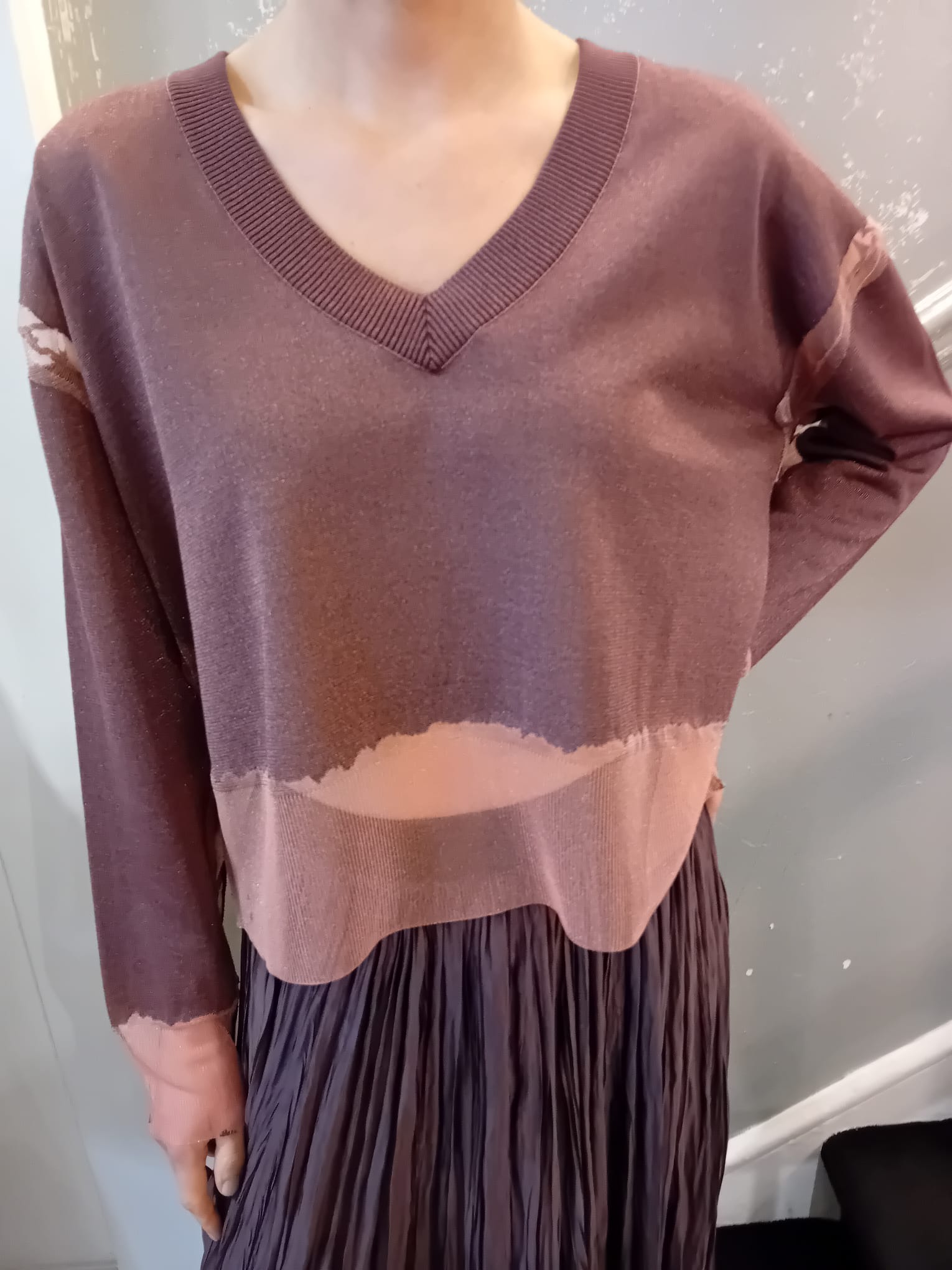 Roberto Collina Knit DEVORÉ V-Neck Sweater