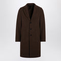 Brown Single-Breasted Coat In Virgin Wool