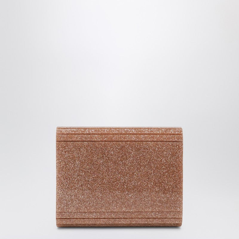 Candy clutch in pink glitter acrylic fabric