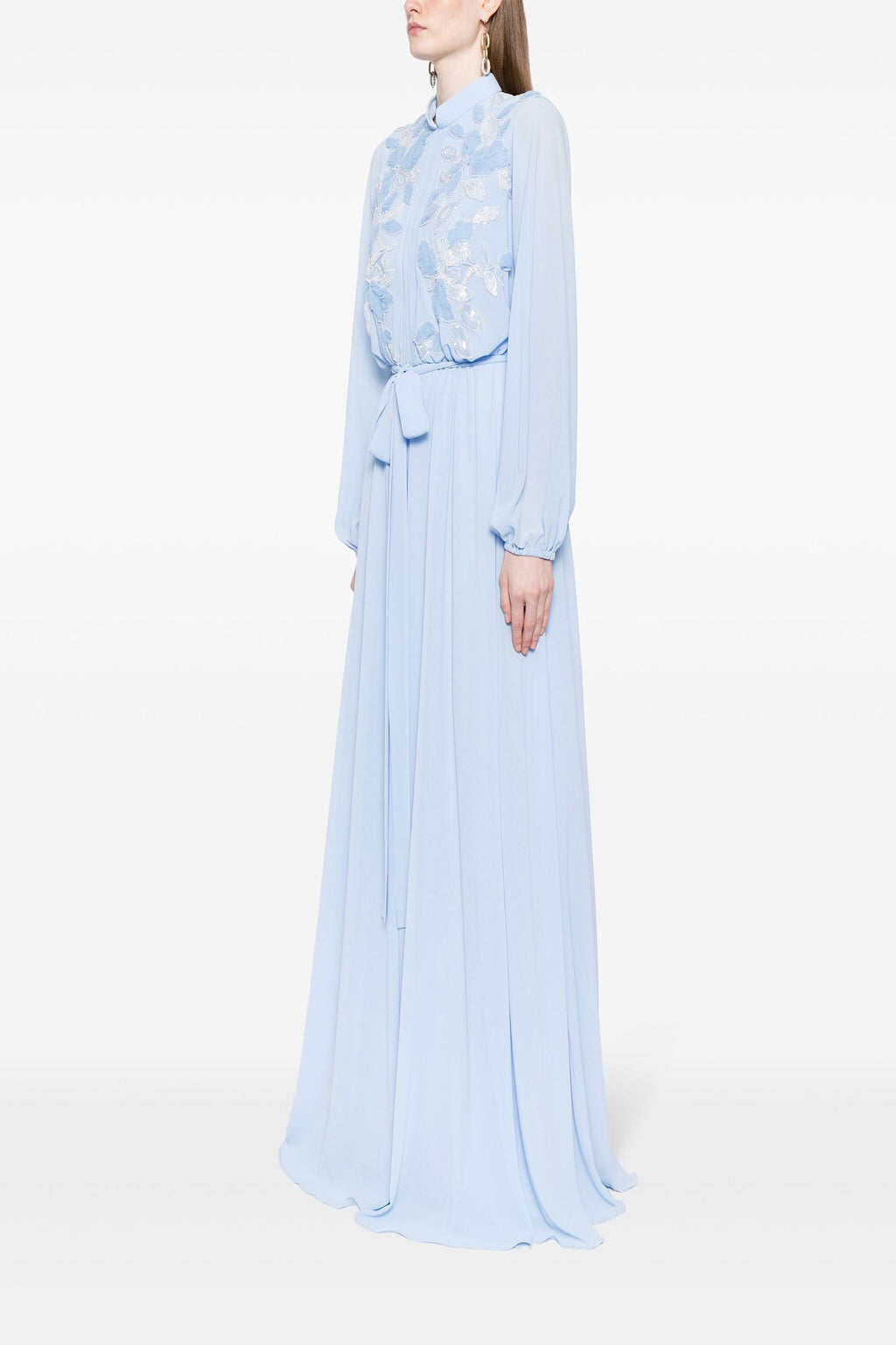 Crepe Georgette Embroidered Flowers Kaftan