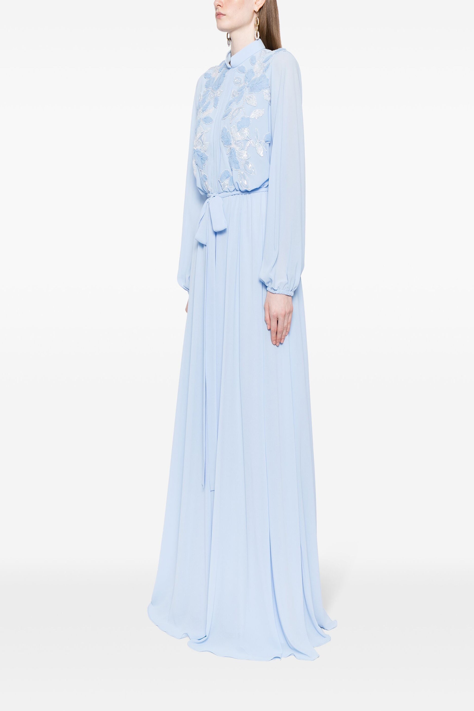 Crepe Georgette Embroidered Flowers Kaftan