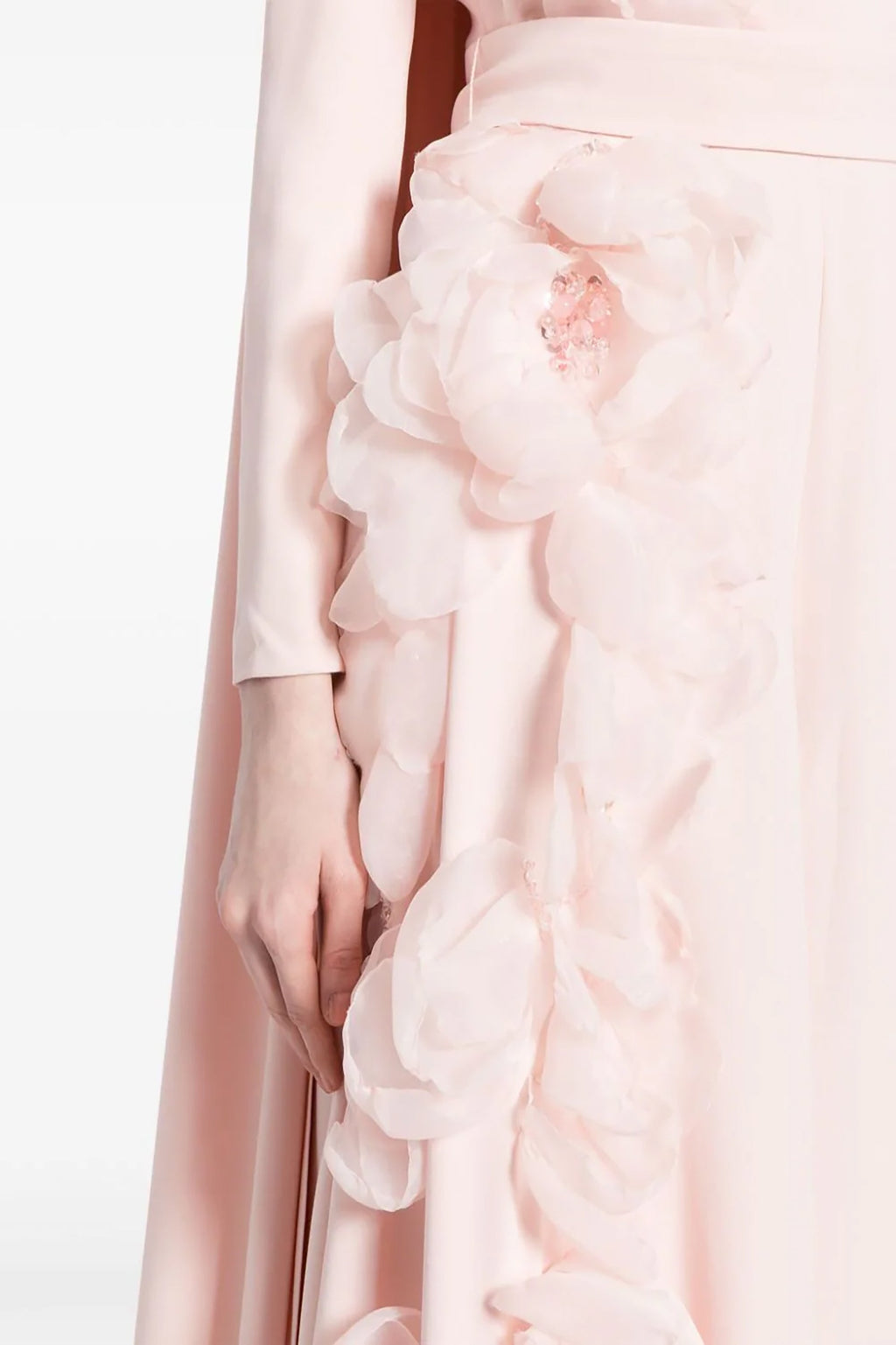 CREPE KAFTAN JUMPSUIT WITH ORGANZA FLOWERS