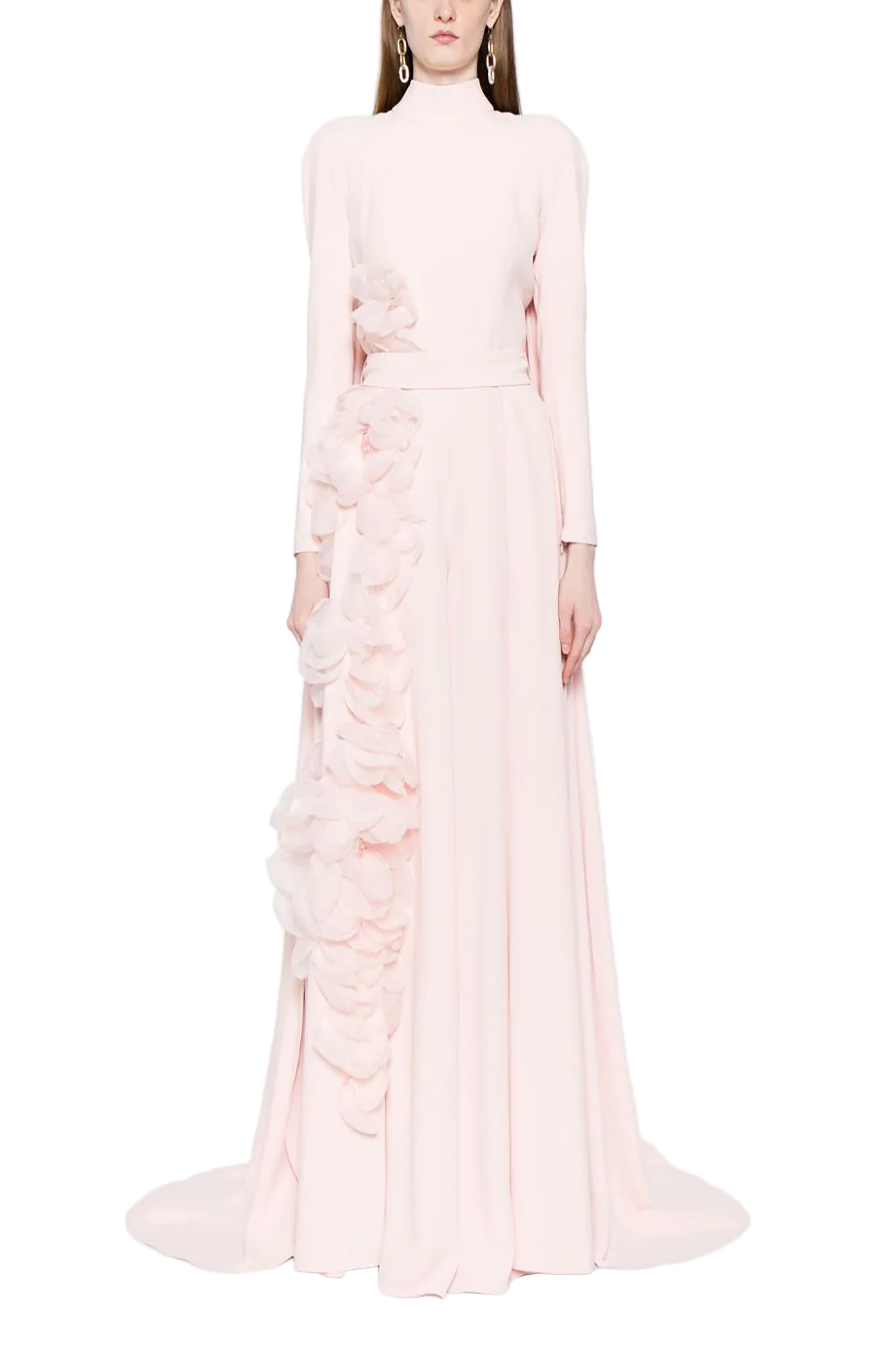 CREPE KAFTAN JUMPSUIT WITH ORGANZA FLOWERS