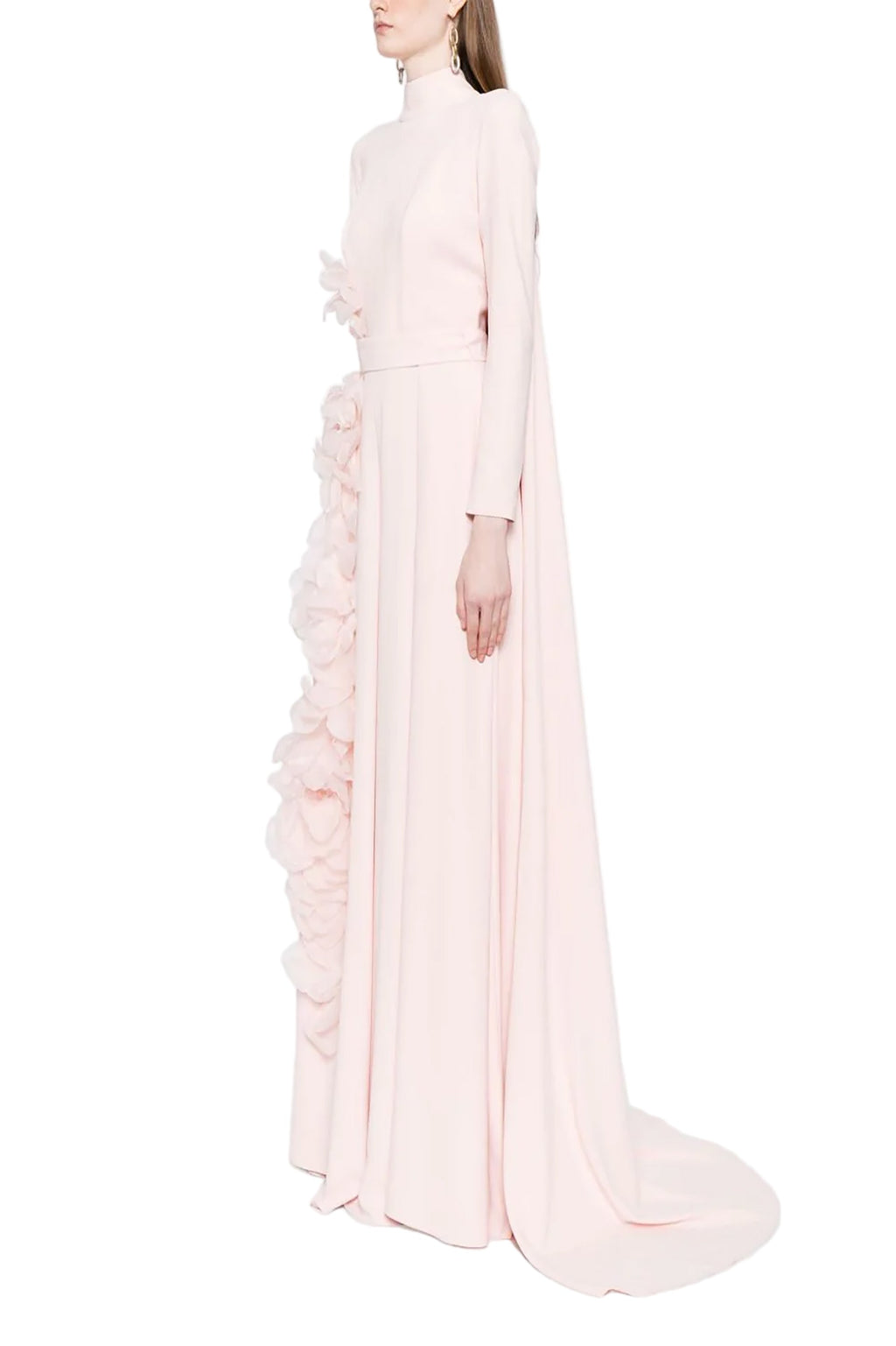 CREPE KAFTAN JUMPSUIT WITH ORGANZA FLOWERS