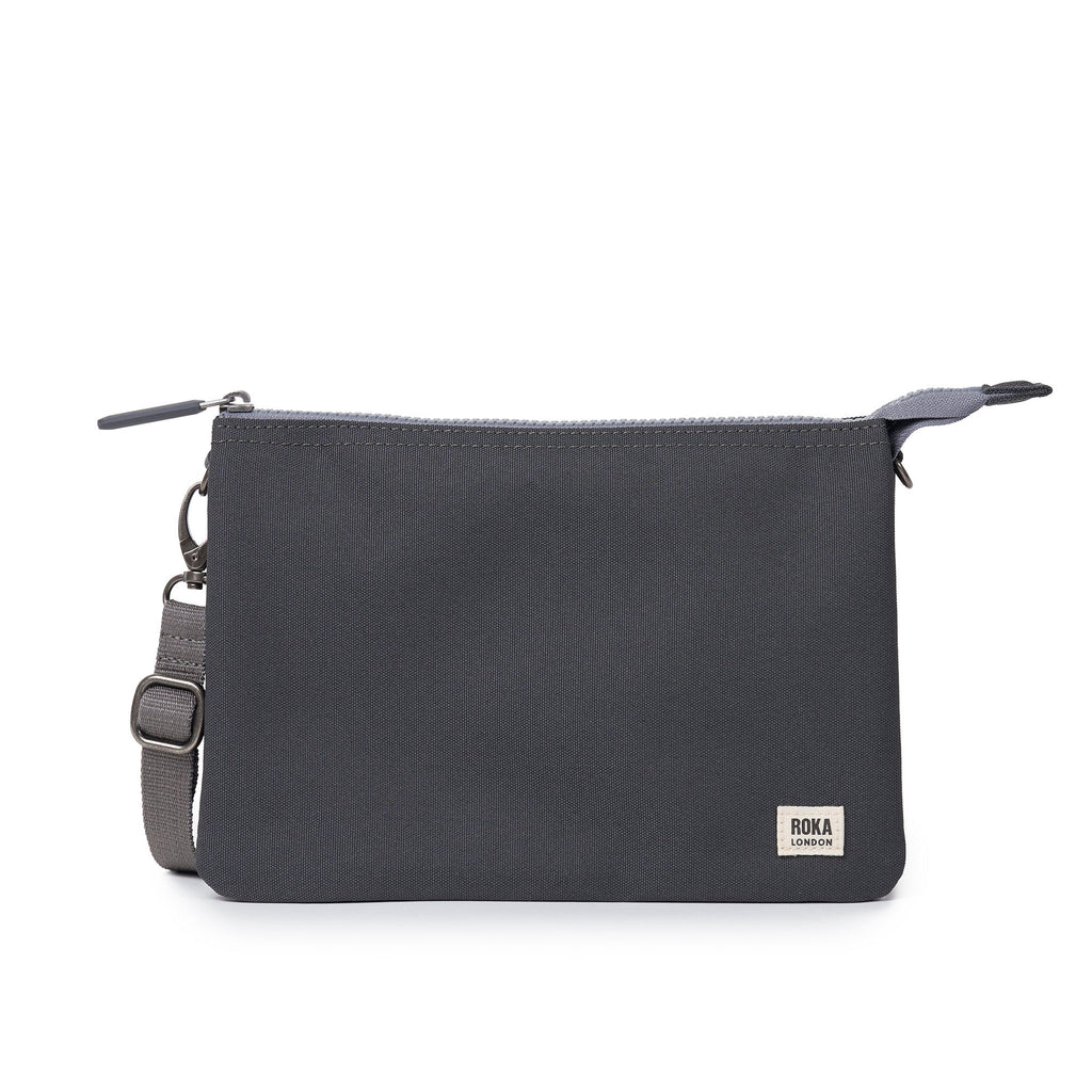 ROKA Carnaby Crossbody XL Faded Black Recycled Canvas Bag