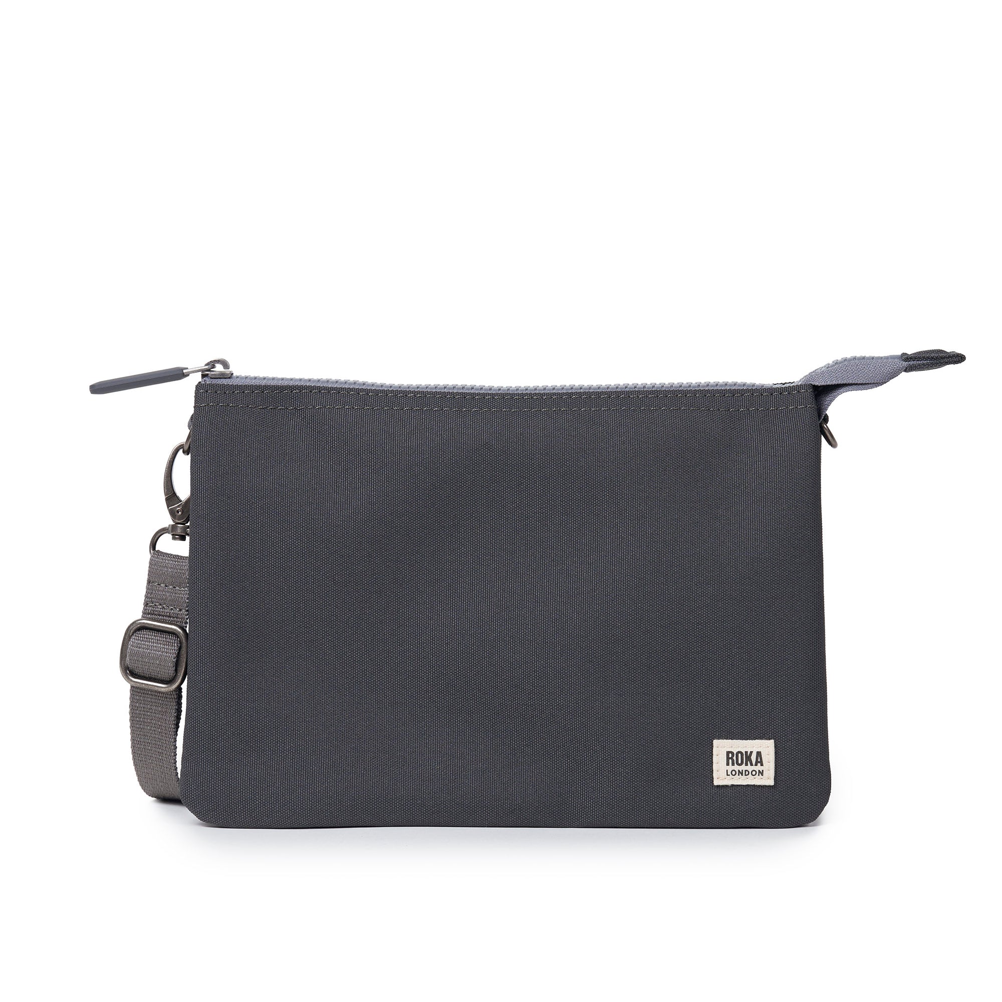 ROKA Carnaby Crossbody XL Faded Black Recycled Canvas Bag