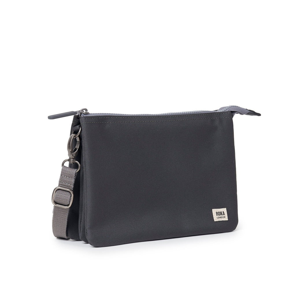 ROKA Carnaby Crossbody XL Faded Black Recycled Canvas Bag