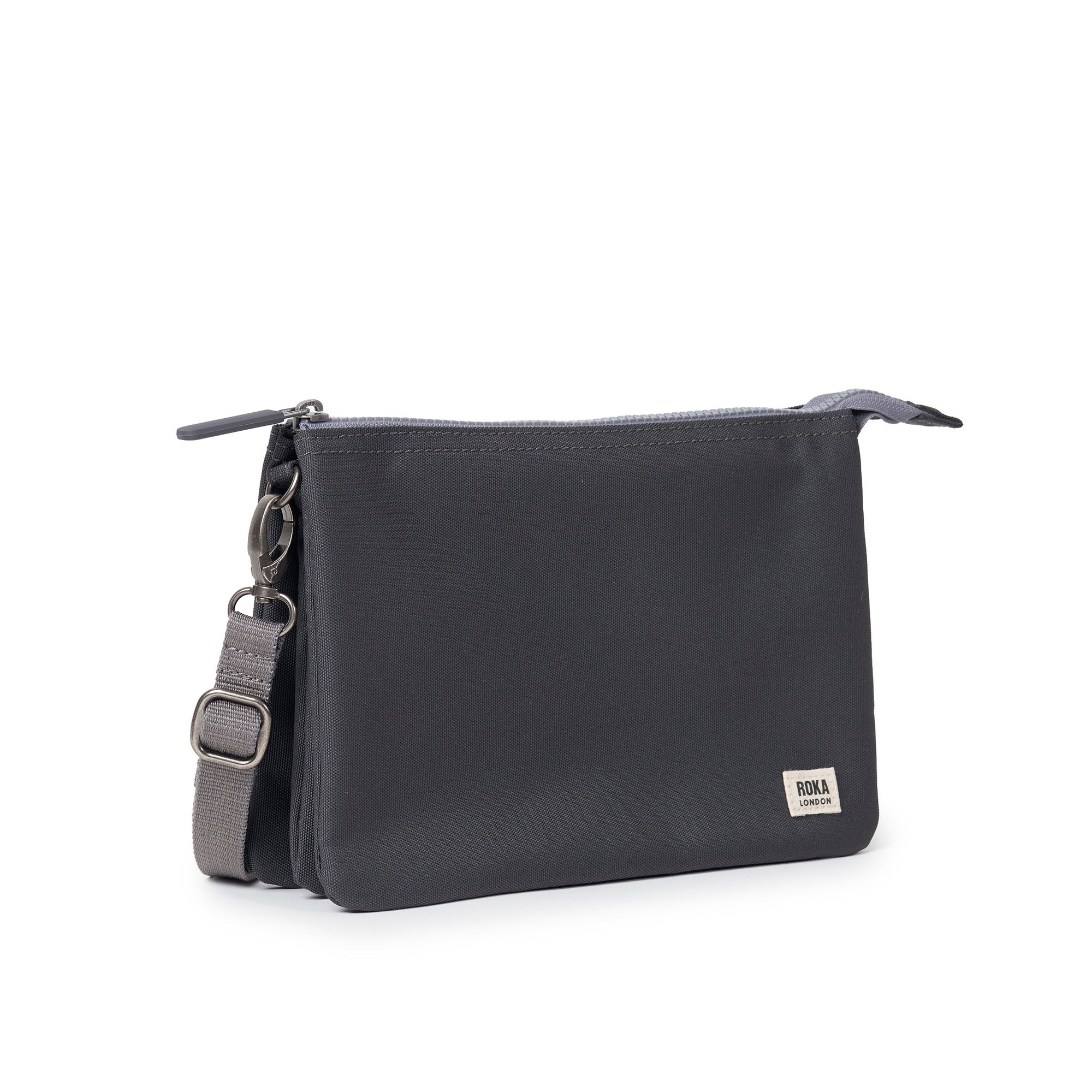 ROKA Carnaby Crossbody XL Faded Black Recycled Canvas Bag