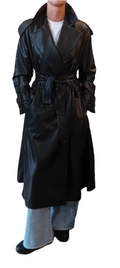 Square Faux Leather Trench Coat