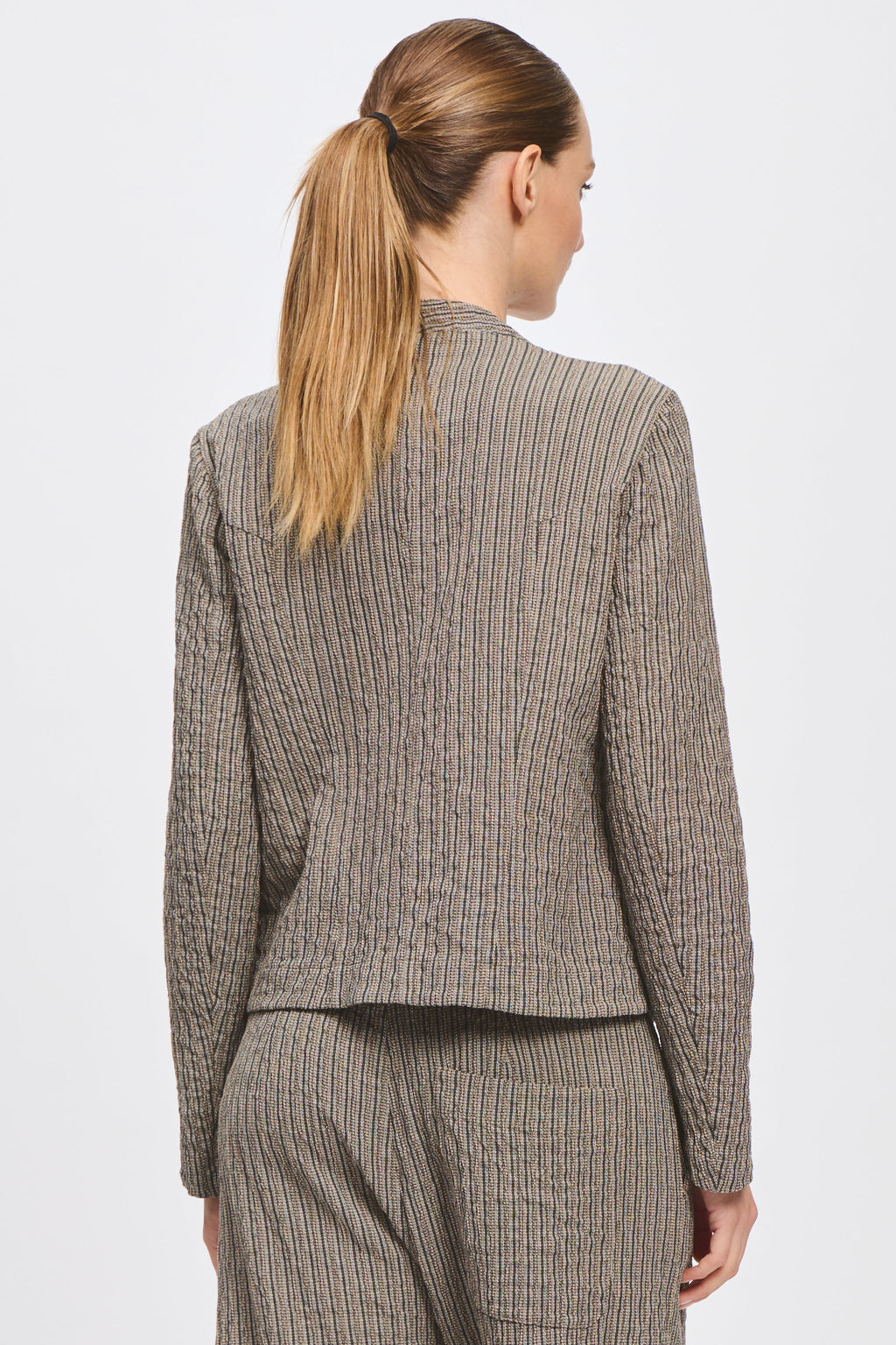 Transit Double-breasted jacket in embossed striped cotton blend