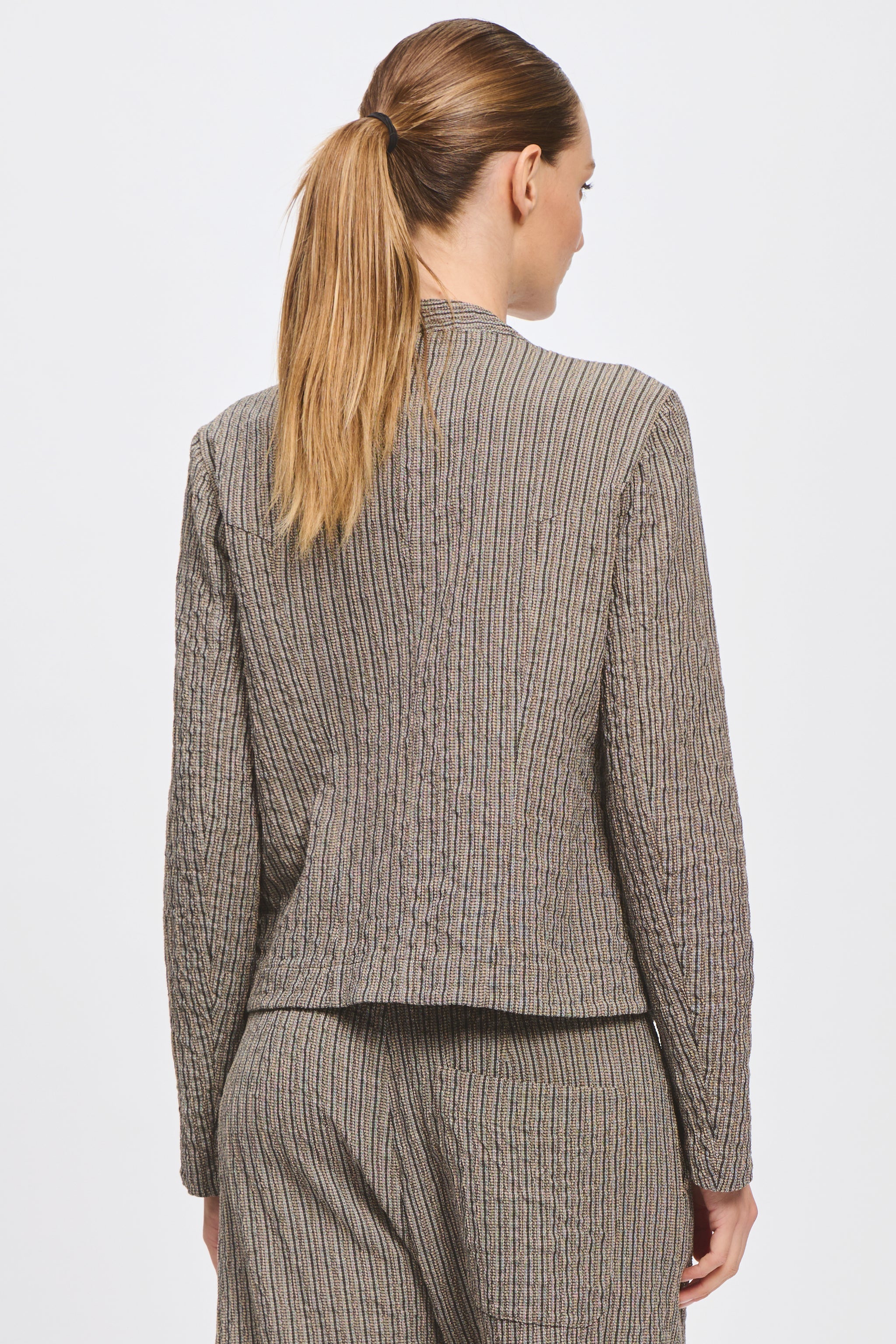 Transit Double-breasted jacket in embossed striped cotton blend