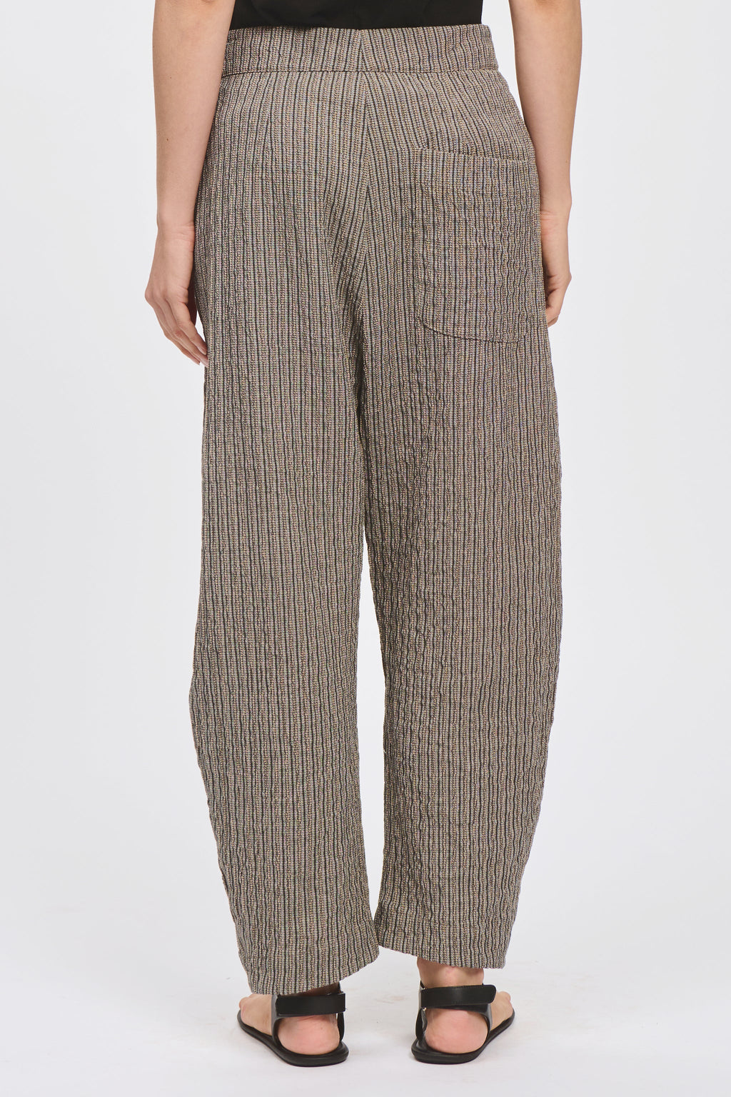 Transit Wide-fit trousers with low crotch in embossed striped cotton blend