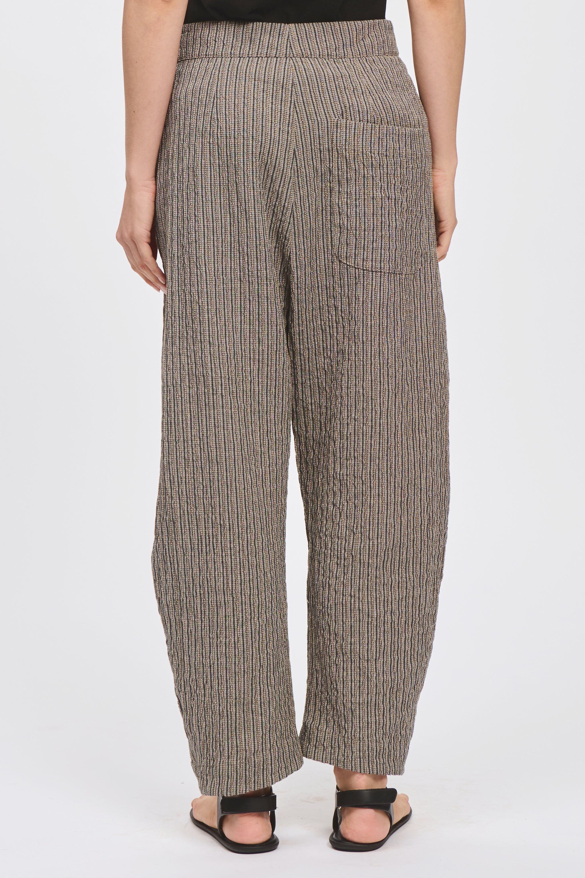 Transit Wide-fit trousers with low crotch in embossed striped cotton blend