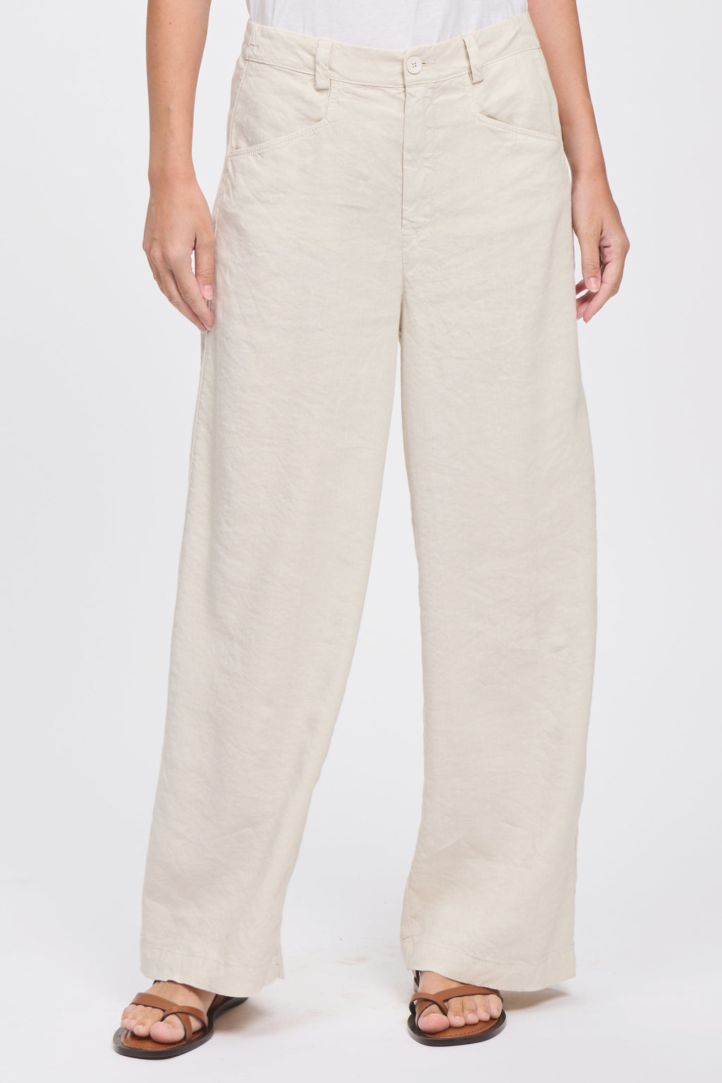 Transit Wide-leg trousers in stretch linen and viscose