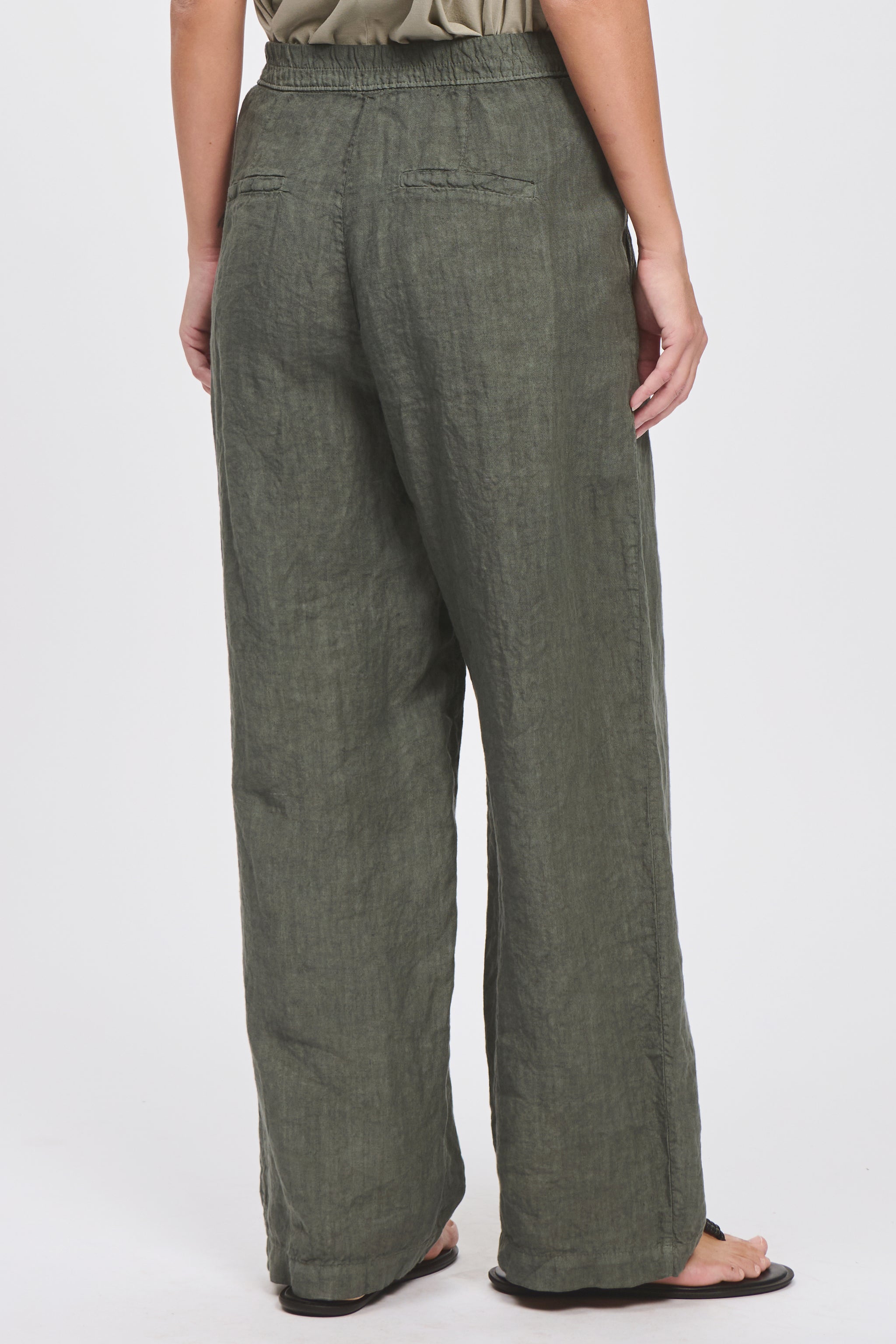 Transit Comfort fit linen trousers with elastic waistband