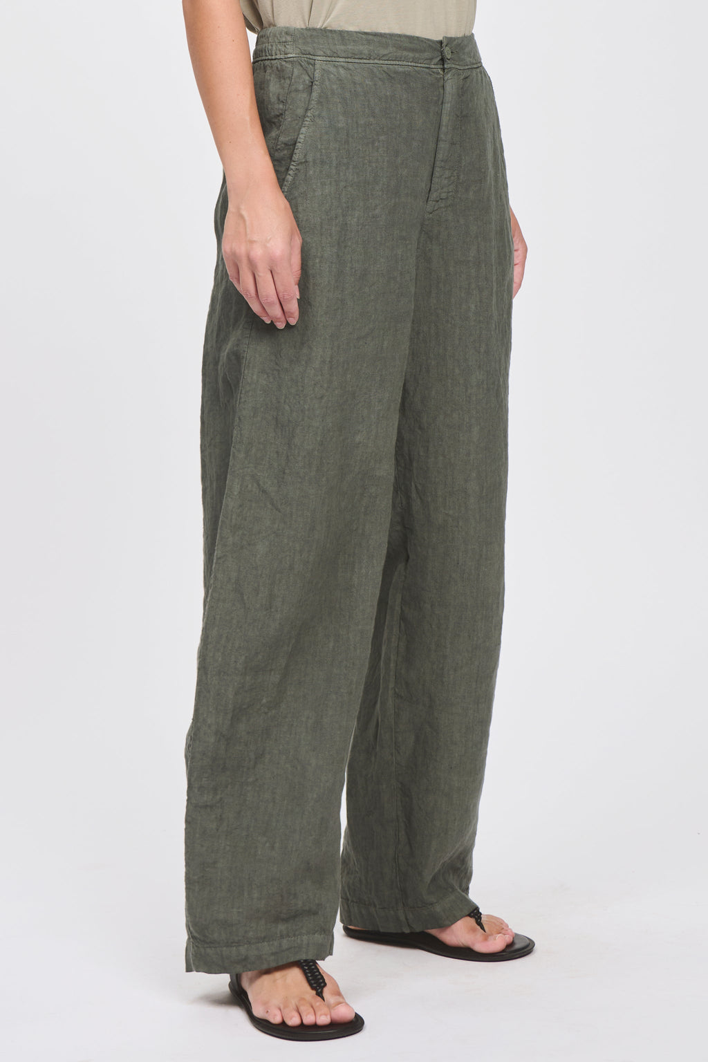 Transit Comfort fit linen trousers with elastic waistband