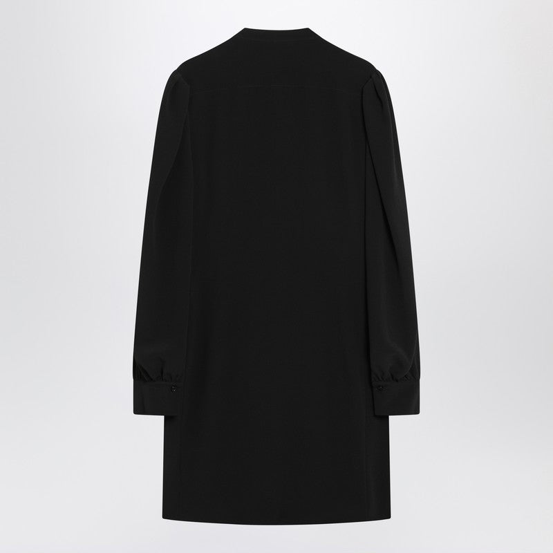 Black ruffled dress in silk blend