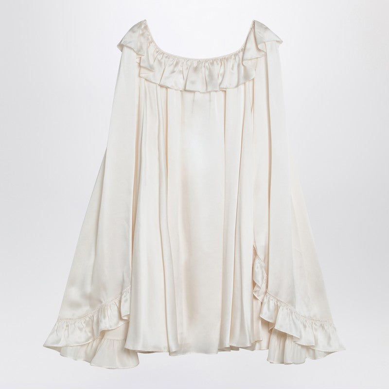 Milky white mini dress in silk