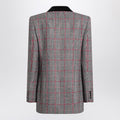 Black/white checkered wool double-breasted blazer