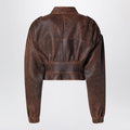 Brown belted jacket with vintage effect