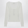 White Henley cotton jersey top