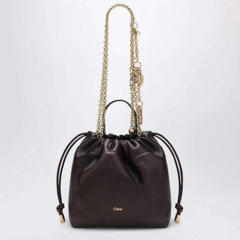 Mini purple shoulder bag with chain