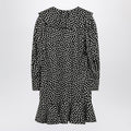 Black silk jacquard mini dress with polka dot print