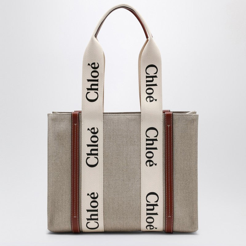 Woody medium bag in beige canvas