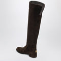 High suede boot in ebony brown