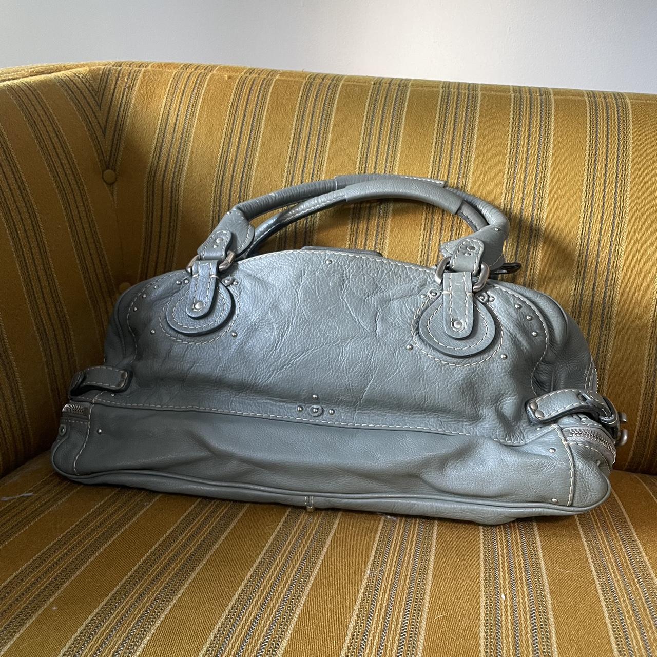 Vintage Chloé Paddington Zippy Satchel Bag in Grey Blue Leather