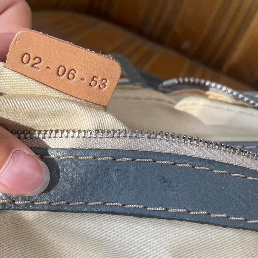 Vintage Chloé Paddington Zippy Satchel Bag in Grey Blue Leather