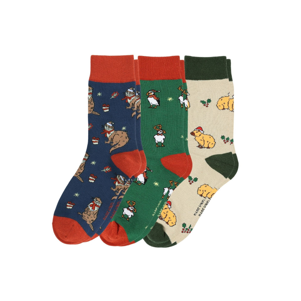 Bare Kind Christmas Stocking Red & Green Bamboo Socks | 3 Pack