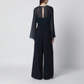 Blue jumpsuit with belt