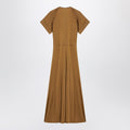 Cinnamon-brown zip-up dress in cotton-viscose jersey