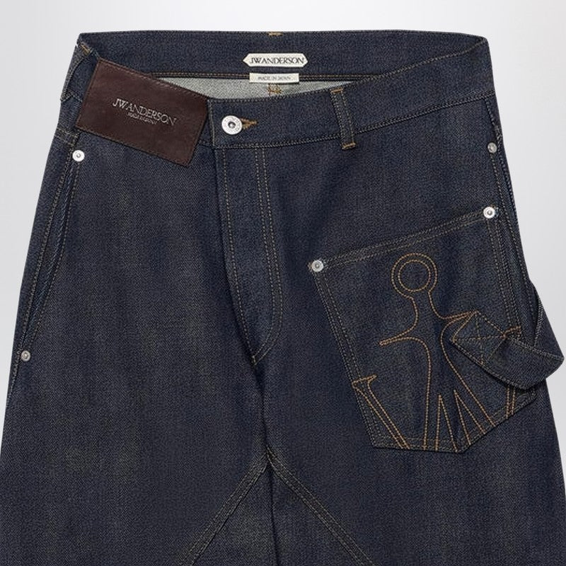 Indigo twisted-denim jeans