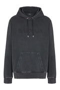 LOGO EMBROIDERED EMBOSSED COTTON HOODIE