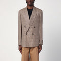 Brown Double-breasted Jacket In Prince Of Wales Pattern