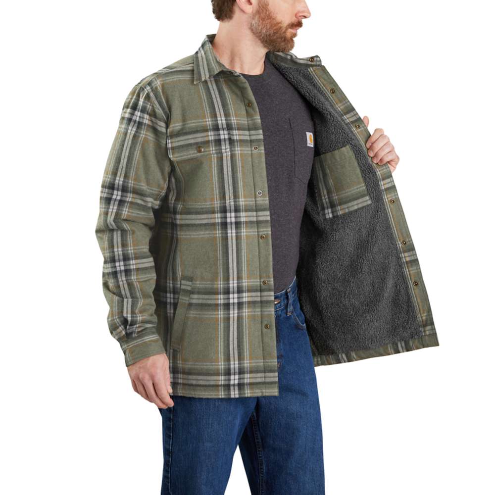 Carhartt 105430 Relaxed Fit Heavyweight Flannel Sherpa-Lined Shirt Jac