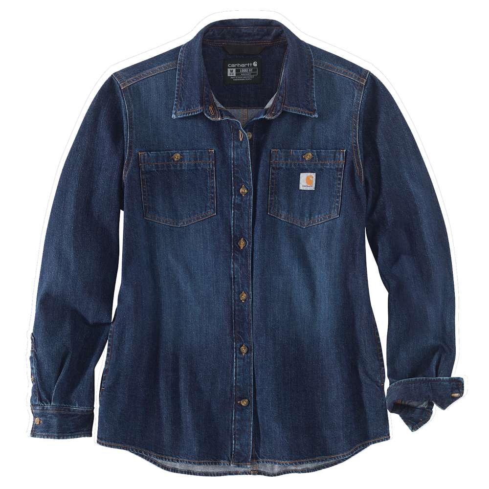 Carhartt 105492 Women's Relaxed Fit Midweight Denim Long-Sleeve Shirt