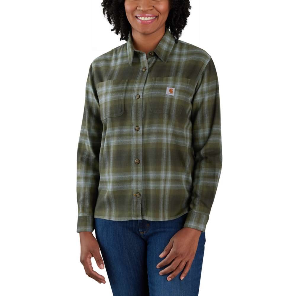 Carhartt 105574 Women's Rugged Flex Loose Fit Midweight Flannel Long-Sleeve Plaid Shirt