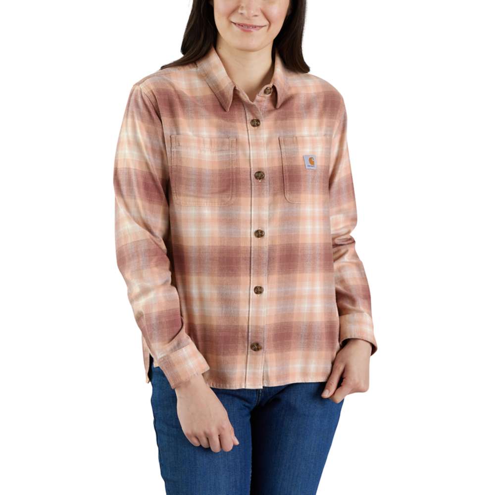 Carhartt 105574 Women's Rugged Flex Loose Fit Midweight Flannel Long-Sleeve Plaid Shirt