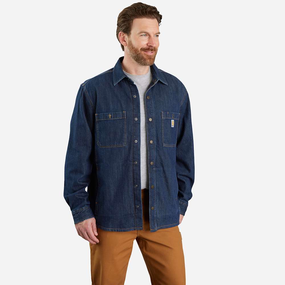 Carhartt 105605 Relaxed Fit Denim Fleece Lined Press-Stud Front Shirt