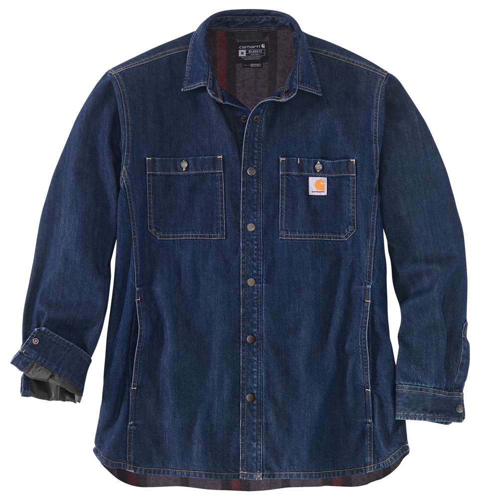 Carhartt 105605 Relaxed Fit Denim Fleece Lined Press-Stud Front Shirt