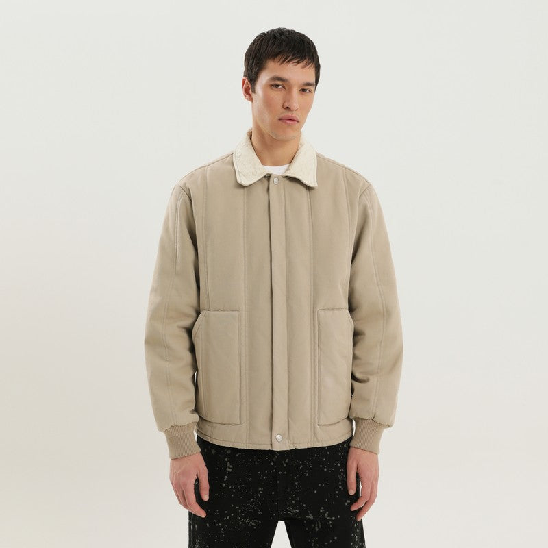Beige padded canvas jacket