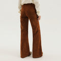 Corduroy flared leather pants